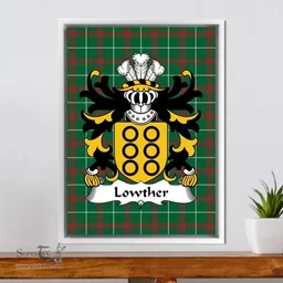 ScotsTee Shop Welsh Lowther (Quartering of Powell of Hosely) Coat of Arms Family Crest Welsh National Tartan Framed Canvas Print