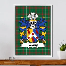 ScotsTee Shop Welsh Young (Bishop of St. DavidÕs) Coat of Arms Family Crest Welsh National Tartan Framed Canvas Print