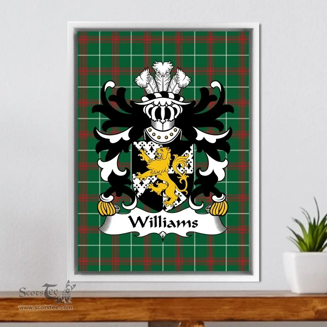 ScotsTee Shop Welsh Williams (lordship of Usk, Monmouthshire) Coat of Arms Family Crest Welsh National Tartan Framed Canvas Print
