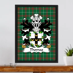 ScotsTee Shop Welsh Thomas (of Caernarfonshire) Coat of Arms Family Crest Welsh National Tartan Framed Canvas Print