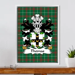 ScotsTee Shop Welsh Thomas (of Caernarfonshire) Coat of Arms Family Crest Welsh National Tartan Framed Canvas Print