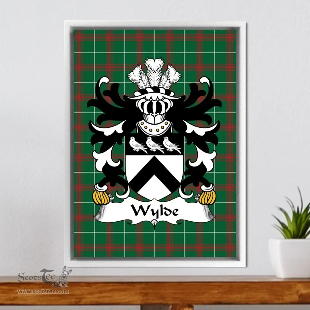 ScotsTee Shop Welsh Wylde (or Wyld, of Denbighshire) Coat of Arms Family Crest Welsh National Tartan Framed Canvas Print