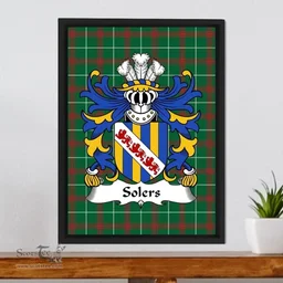 ScotsTee Shop Welsh Solers (of Breconshire) Coat of Arms Family Crest Welsh National Tartan Framed Canvas Print