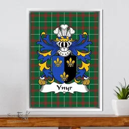 ScotsTee Shop Welsh Ynyr (GWENT, King of) Coat of Arms Family Crest Welsh National Tartan Framed Canvas Print