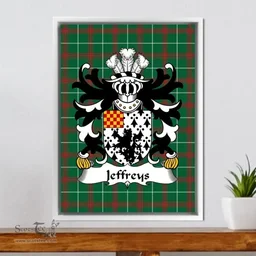 ScotsTee Shop Welsh Jeffreys (of Abercynrig, Breconshire) Coat of Arms Family Crest Welsh National Tartan Framed Canvas Print