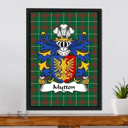 ScotsTee Shop Welsh Mytton (lords of Mawddwy) Coat of Arms Family Crest Welsh National Tartan Framed Canvas Print
