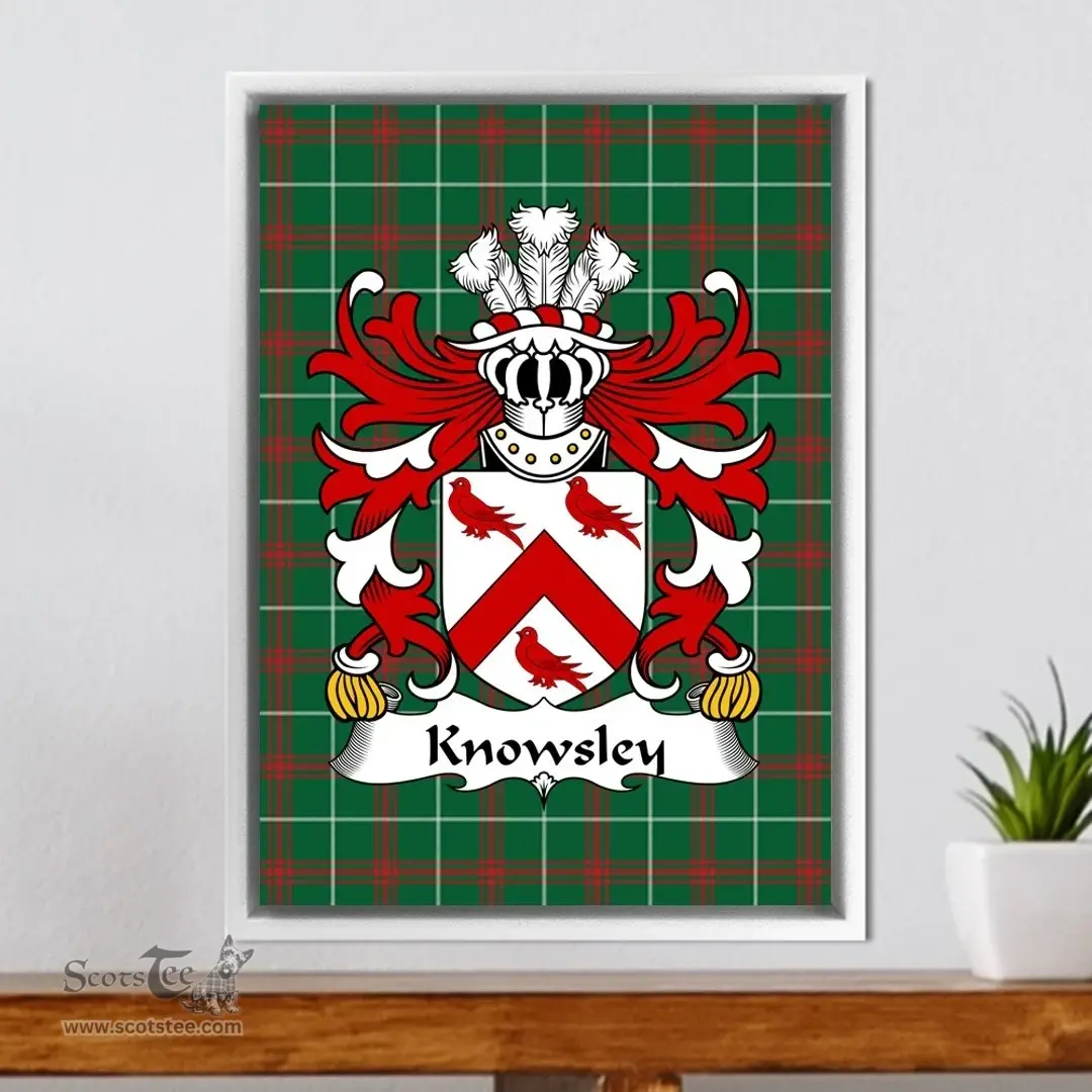 ScotsTee Shop Welsh Knowsley (English of Flint) Coat of Arms Family Crest Welsh National Tartan Framed Canvas Print
