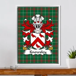 ScotsTee Shop Welsh Knowsley (English of Flint) Coat of Arms Family Crest Welsh National Tartan Framed Canvas Print
