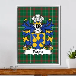 ScotsTee Shop Welsh Payne (of Denbighshire) Coat of Arms Family Crest Welsh National Tartan Framed Canvas Print