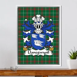ScotsTee Shop Welsh Llanegwystl (VALLEY CRUCIS ABBEY) Coat of Arms Family Crest Welsh National Tartan Framed Canvas Print