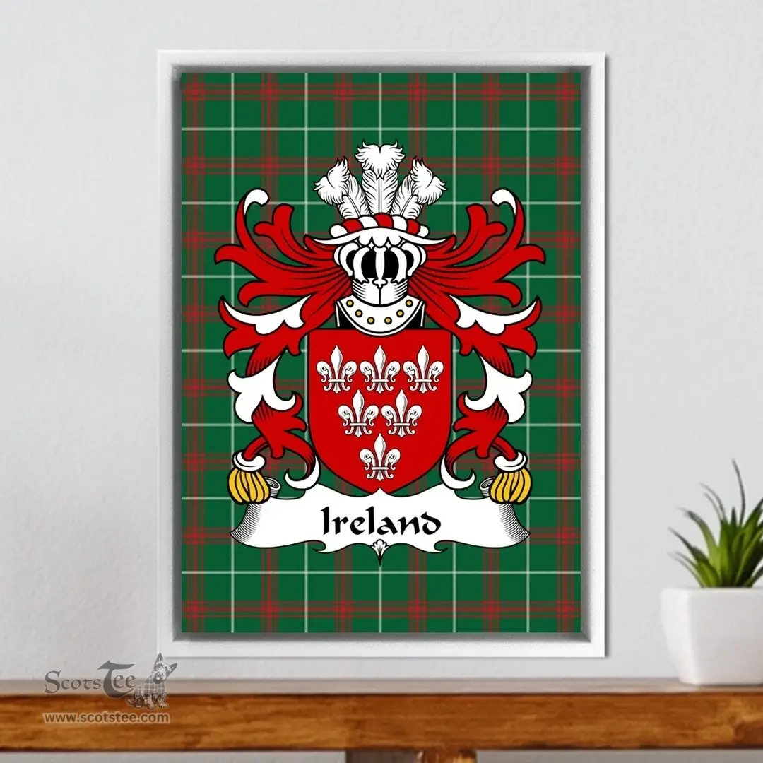 ScotsTee Shop Welsh Ireland (of Oswestry, Shropshire) Coat of Arms Family Crest Welsh National Tartan Framed Canvas Print