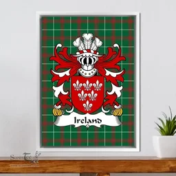 ScotsTee Shop Welsh Ireland (of Oswestry, Shropshire) Coat of Arms Family Crest Welsh National Tartan Framed Canvas Print
