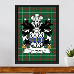 ScotsTee Shop Welsh Penmarch (of Penmark Castle, South Glamorgan) Coat of Arms Family Crest Welsh National Tartan Framed Canvas Print