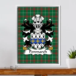 ScotsTee Shop Welsh Penmarch (of Penmark Castle, South Glamorgan) Coat of Arms Family Crest Welsh National Tartan Framed Canvas Print