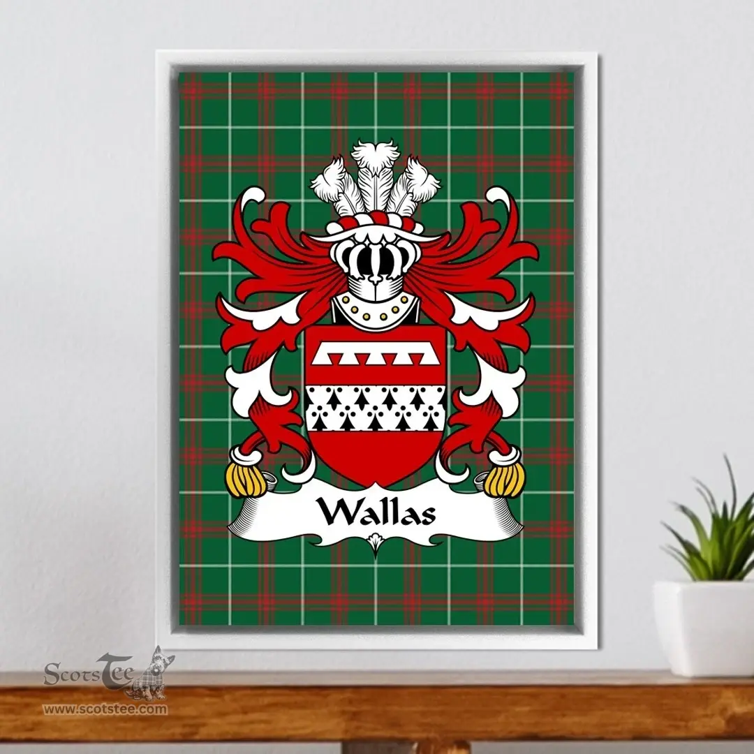 ScotsTee Shop Welsh Wallas (or Wallace, of Glamorgan) Coat of Arms Family Crest Welsh National Tartan Framed Canvas Print
