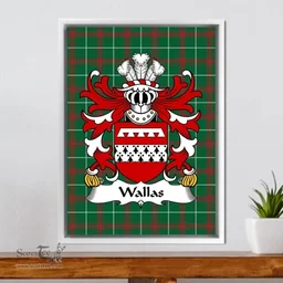 ScotsTee Shop Welsh Wallas (or Wallace, of Glamorgan) Coat of Arms Family Crest Welsh National Tartan Framed Canvas Print