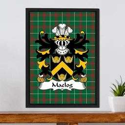 ScotsTee Shop Welsh Maelog (CRWM-of Arllechwedd, Caernarfonshire) Coat of Arms Family Crest Welsh National Tartan Framed Canvas Print