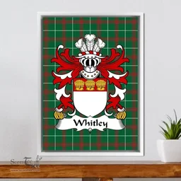 ScotsTee Shop Welsh Whitley (of Hawarden, Flint) Coat of Arms Family Crest Welsh National Tartan Framed Canvas Print