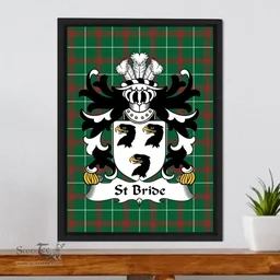 ScotsTee Shop Welsh Stackpole (of Pembrokeshire) Coat of Arms Family Crest Welsh National Tartan Framed Canvas Print