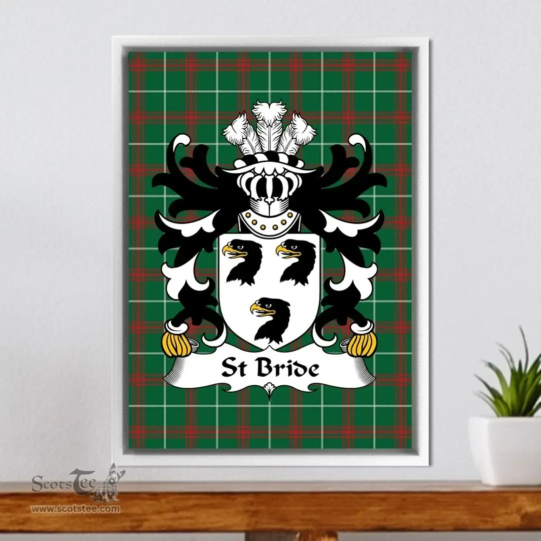 ScotsTee Shop Welsh Stackpole (of Pembrokeshire) Coat of Arms Family Crest Welsh National Tartan Framed Canvas Print