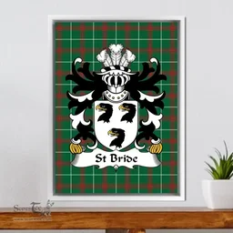 ScotsTee Shop Welsh Stackpole (of Pembrokeshire) Coat of Arms Family Crest Welsh National Tartan Framed Canvas Print