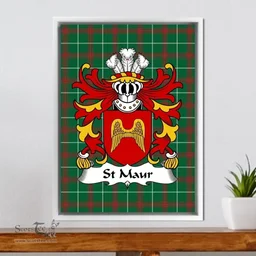 ScotsTee Shop Welsh Stephen (or Ystiffin) Coat of Arms Family Crest Welsh National Tartan Framed Canvas Print