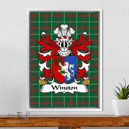 ScotsTee Shop Welsh Winston (of Trewyn, Monmouthshire) Coat of Arms Family Crest Welsh National Tartan Framed Canvas Print