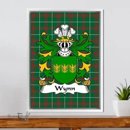 ScotsTee Shop Welsh Wynn (of Gwydir, Caernonfonshire) Coat of Arms Family Crest Welsh National Tartan Framed Canvas Print
