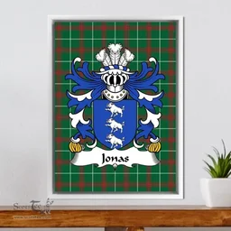 ScotsTee Shop Welsh Jonas (AP GRONWY) Coat of Arms Family Crest Welsh National Tartan Framed Canvas Print