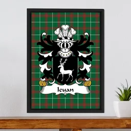 ScotsTee Shop Welsh Ieuan (AP DAFYDD AP MADOG) Coat of Arms Family Crest Welsh National Tartan Framed Canvas Print