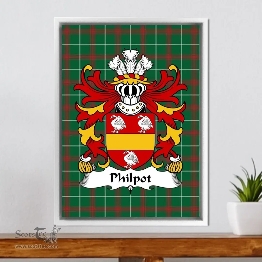 ScotsTee Shop Welsh Philpot (AP RHYS) Coat of Arms Family Crest Welsh National Tartan Framed Canvas Print