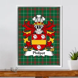 ScotsTee Shop Welsh Philpot (AP RHYS) Coat of Arms Family Crest Welsh National Tartan Framed Canvas Print