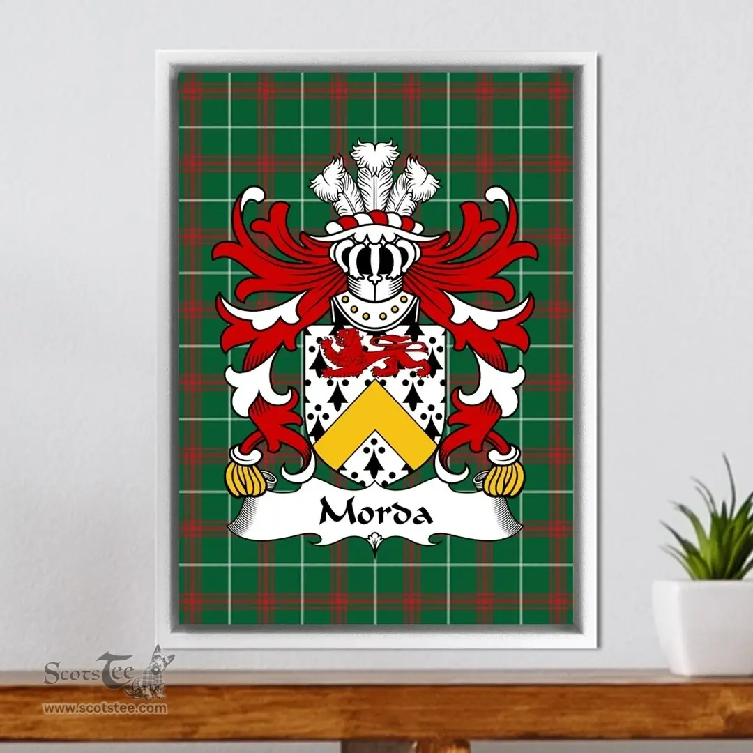 ScotsTee Shop Welsh Morda (FRYCH, lord of Cil-y-cwm) Coat of Arms Family Crest Welsh National Tartan Framed Canvas Print