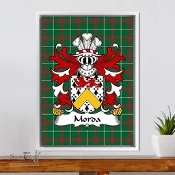 ScotsTee Shop Welsh Morda (FRYCH, lord of Cil-y-cwm) Coat of Arms Family Crest Welsh National Tartan Framed Canvas Print