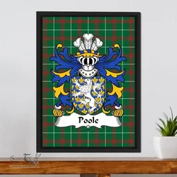 ScotsTee Shop Welsh Poole (of Hawarden, Flint) Coat of Arms Family Crest Welsh National Tartan Framed Canvas Print