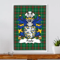 ScotsTee Shop Welsh Poole (of Hawarden, Flint) Coat of Arms Family Crest Welsh National Tartan Framed Canvas Print