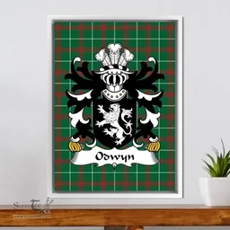 ScotsTee Shop Welsh Odwyn (AP TEITHWALCH, Lord of Ceredigion) Coat of Arms Family Crest Welsh National Tartan Framed Canvas Print