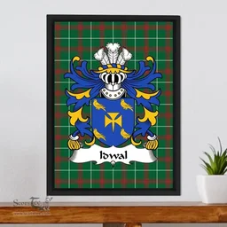 ScotsTee Shop Welsh Idwal (IWRCH, Son of Cadwaladr Fendigaid) Coat of Arms Family Crest Welsh National Tartan Framed Canvas Print