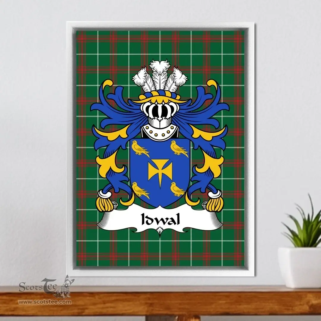 ScotsTee Shop Welsh Idwal (IWRCH, Son of Cadwaladr Fendigaid) Coat of Arms Family Crest Welsh National Tartan Framed Canvas Print