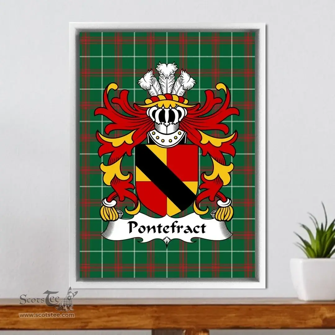 ScotsTee Shop Welsh Pontefract (of Denbighshire) Coat of Arms Family Crest Welsh National Tartan Framed Canvas Print