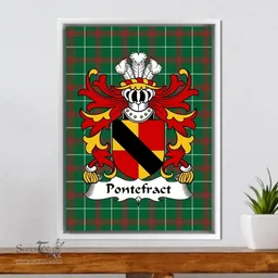 ScotsTee Shop Welsh Pontefract (of Denbighshire) Coat of Arms Family Crest Welsh National Tartan Framed Canvas Print