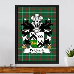 ScotsTee Shop Welsh Prichard (Parson of Denbighshire) Coat of Arms Family Crest Welsh National Tartan Framed Canvas Print