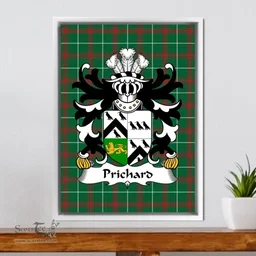 ScotsTee Shop Welsh Prichard (Parson of Denbighshire) Coat of Arms Family Crest Welsh National Tartan Framed Canvas Print