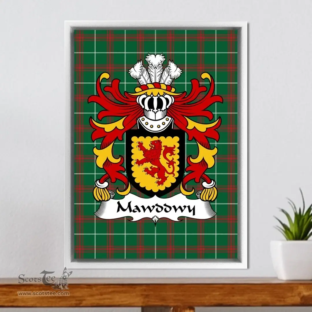 ScotsTee Shop Welsh Mawddwy (lords of) Coat of Arms Family Crest Welsh National Tartan Framed Canvas Print