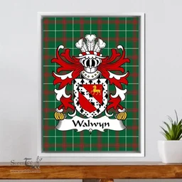 ScotsTee Shop Welsh Walwyn (Hellens, Herefordshire) Coat of Arms Family Crest Welsh National Tartan Framed Canvas Print