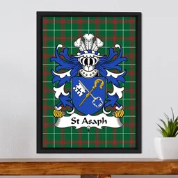 ScotsTee Shop Welsh St Quintin (of Tal-y-fan, Glamorgan) Coat of Arms Family Crest Welsh National Tartan Framed Canvas Print