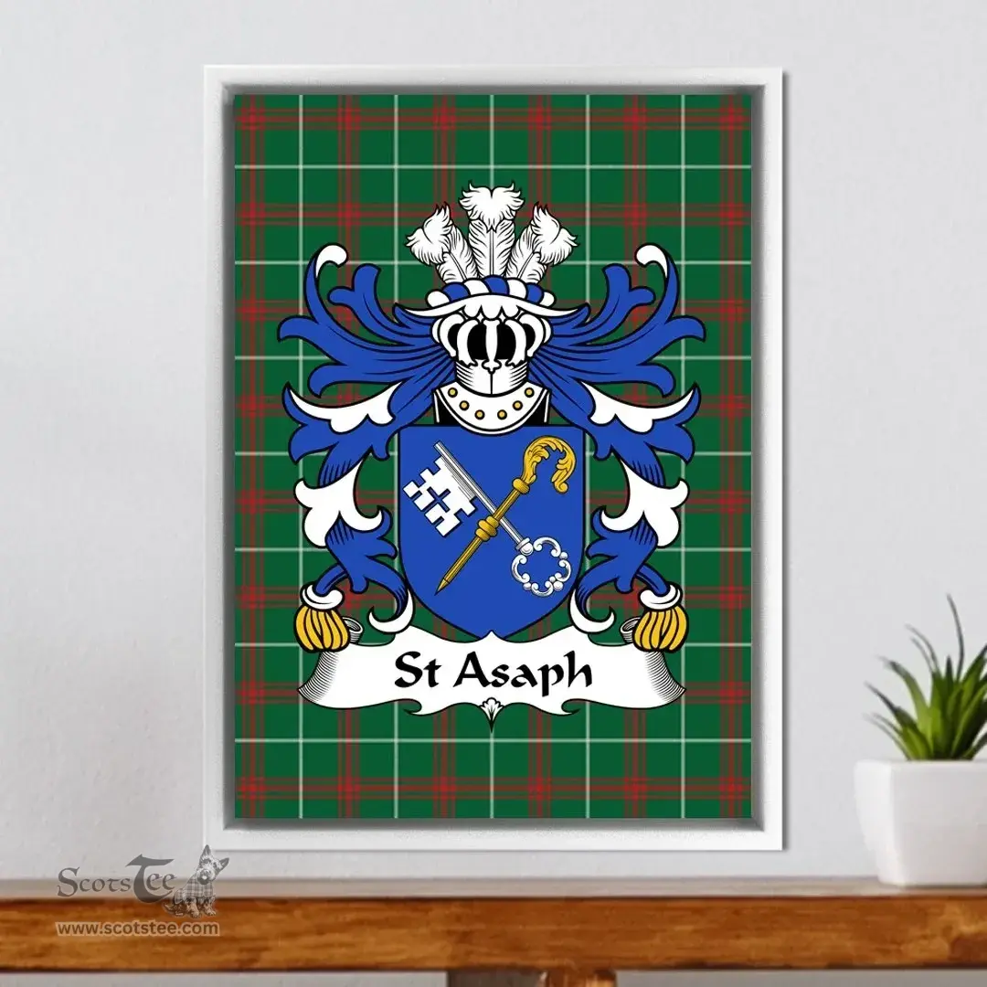 ScotsTee Shop Welsh St Quintin (of Tal-y-fan, Glamorgan) Coat of Arms Family Crest Welsh National Tartan Framed Canvas Print
