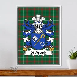 ScotsTee Shop Welsh St Quintin (of Tal-y-fan, Glamorgan) Coat of Arms Family Crest Welsh National Tartan Framed Canvas Print