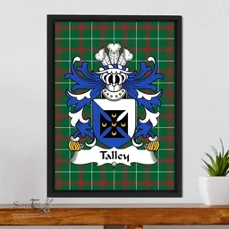 ScotsTee Shop Welsh Talley (Chancellor of St. DavidÕs) Coat of Arms Family Crest Welsh National Tartan Framed Canvas Print