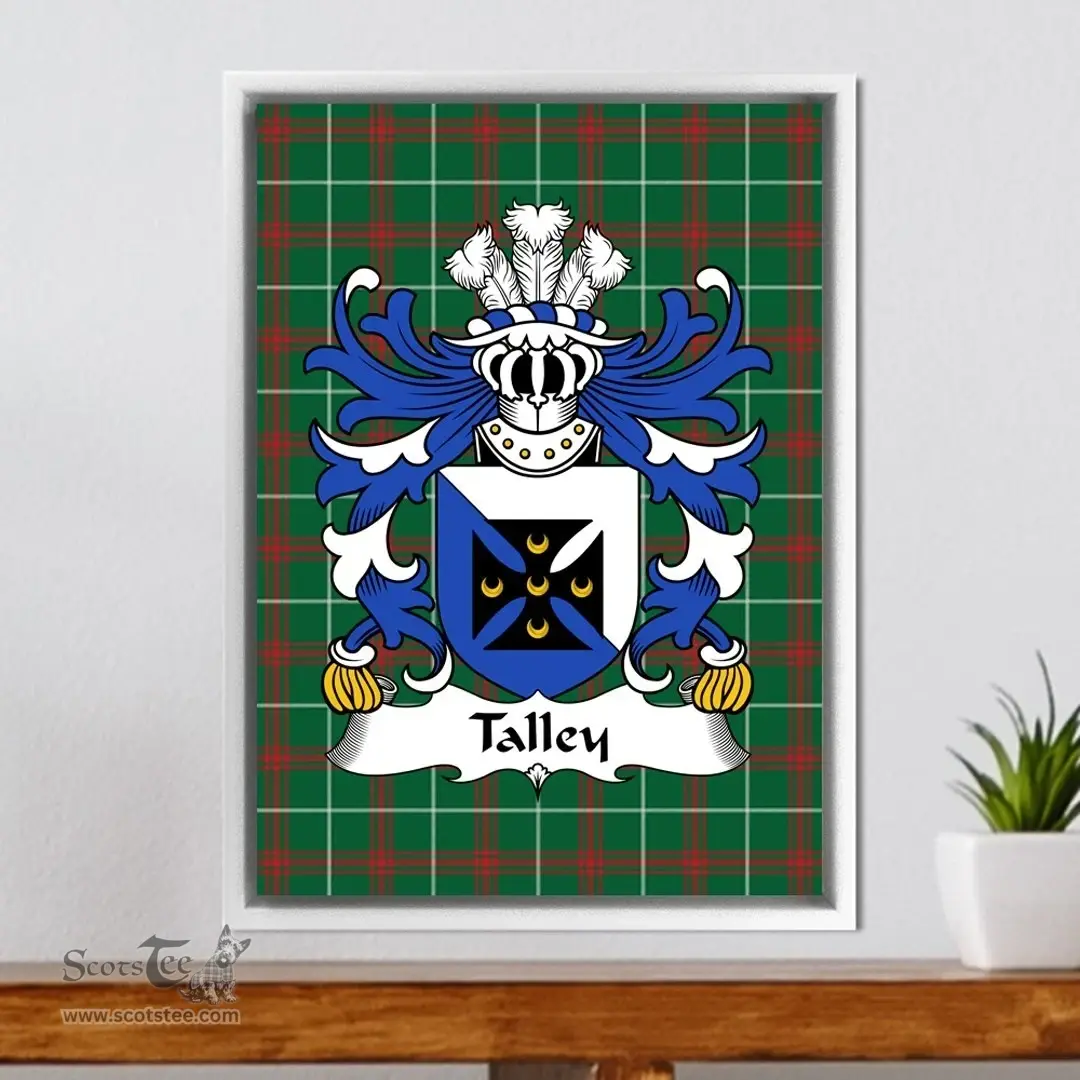 ScotsTee Shop Welsh Talley (Chancellor of St. DavidÕs) Coat of Arms Family Crest Welsh National Tartan Framed Canvas Print